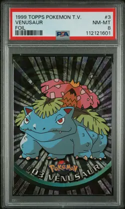1999 TOPPS POKEMON TV FOIL #3 VENUSAUR PSA 8 - Image 1