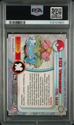 1999 TOPPS POKEMON TV FOIL #3 VENUSAUR PSA 8 - Image 2