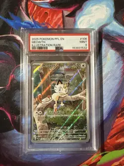 2025 Phantasmal Flames Meowth #106/094 Illustration Rare PSA 9 - Image 1