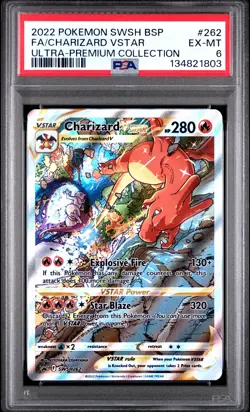 2022 POKEMON SWSH BLACK STAR PROMO #262 FULL ART/CHARIZARD VSTAR PSA 6 - Image 1
