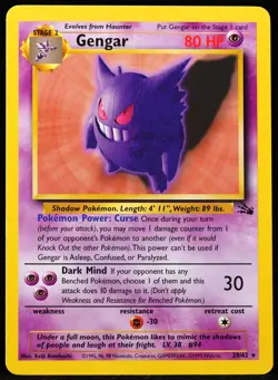 Gengar #20/62 Fossil NM Pokemon Card - Image 1