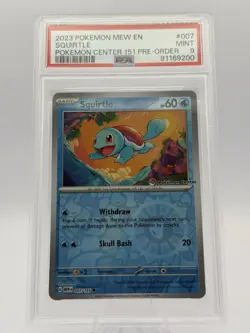 Pokemon Center 151 Squirtle Reverse Holo Card 007/165 Scarlet & Violet PSA 9 - Image 1