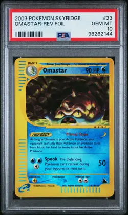 2003 POKEMON SKYRIDGE #23 OMASTAR-REVERSE FOIL PSA 10 - Image 1