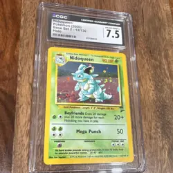 Pokemon Nidoqueen Base Set 2 Holo Rare CGC 7.5 012/130 2000 90 HP English Card - Image 1