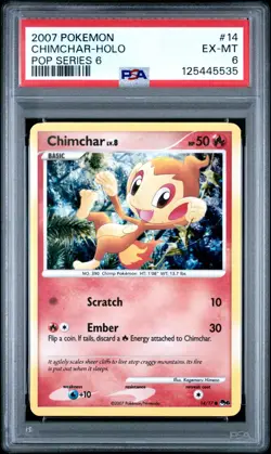 2007 POKEMON POP SERIES 6 CHIMCHAR-HOLO 14 PSA 6 - Image 1