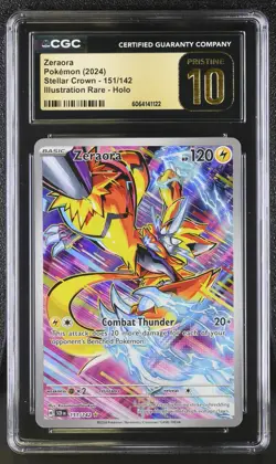 2024 POKEMON STELLAR CROWN ILLUSTRATION RARE HOLO #151 ZERAORA CGC 10 PRISTINE - Image 1