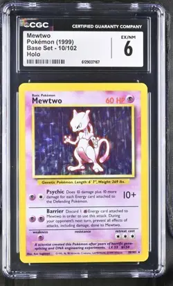 Mewtwo *CGC 6* Holo *Base Set* #10 *1999* Vintage * Pokemon - Image 1