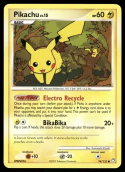 PIKACHU 94/123 C MP MYSTERIOUS TREASURES POKEMON - Image 2