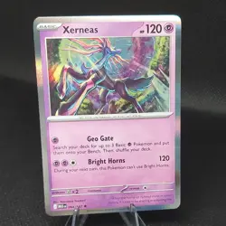 Pokemon Xerneas 064/132 Me01: Mega Evolution Rare Basic Holo HP 120 Bright Horns - Image 1