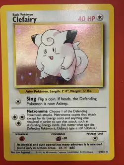 Clefairy 5/102 Base Set Holo Rare Pokemon TCG 40 HP Wizards of the Coast - Image 1