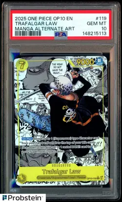 2025 One Piece OP10 EN Manga Alternate Art #119 Trafalgar Law PSA 10 GEM MINT - Image 1