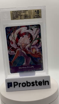 2022-24 One Piece Promos P041 Monkey D. Luffy Gold Stamp 1St Anniv Winner BGS 10 - Image 2