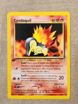 2000 Pokemon WotC Neo Genesis 56/111 Cyndaquil English 1st Edition Card Game Tra - Image 1