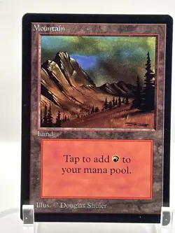 MTG Mountain Beta 1993 Black Border Basic Land Douglas Shuler LP Old School - Image 2