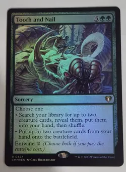 FOIL Tooth and Nail MTG CMM 0327 Rare NM Green Commander Tutor Entwine - Image 1