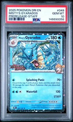 2025 POKEMON DRI EN-DESTINED RIVALS PRERELEASE-STAFF MISTY'S GYARADOS PSA 10 - Image 1