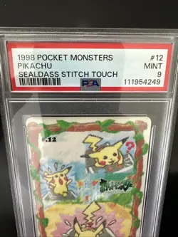1998 Pokemon Sealdass Stitch Touch 12 Pikachu PSA 9 MINT Vintage Japanese BANDAI - Image 4