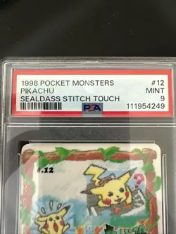 1998 Pokemon Sealdass Stitch Touch 12 Pikachu PSA 9 MINT Vintage Japanese BANDAI - Image 5
