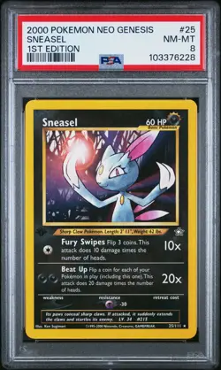 2000 POKEMON NEO GENESIS 1ST EDITION #25 SNEASEL PSA 8 - Image 1