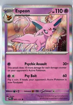 Espeon 033/131 Rare Prismatic Evolutions Pokemon Holo NM/M - Image 1