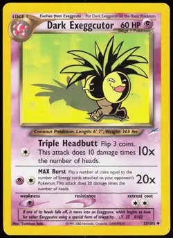 Neo Destiny Dark Exeggutor 33/105 Uncommon Pokemon Unlimited HP - Image 1