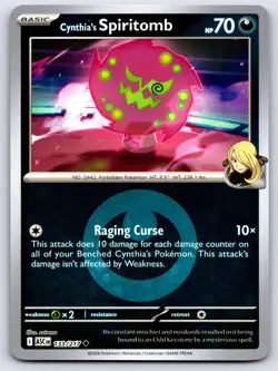 CYNTHIA'S SPIRITOMB 129/182 ENERGY REVERSE HOLO DESTINED RIVALS POKEMON NM - Image 1