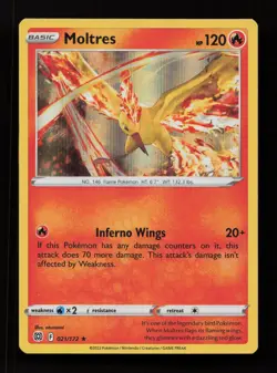 Moltres 021/172 Holo Rare Brilliant Stars Pokemon Holo Near Mint - Image 1
