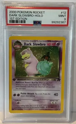 2000 Pokemon Dark Slowbro Holo Rocket 1st Edition #12 PSA 9 Mint Huge Swirl 🌀 - Image 1