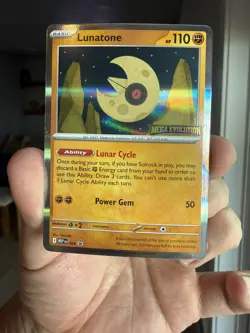 Pokemon Lunatone 004 Me01: Mega Evolution Rare Holo stamped promo - Image 1