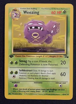 Pokemon 1st Edition Weezing Fossil Set #45 / 62 - LP - Image 1