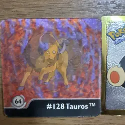 Pokemon 1999 Artbox Series 1 Gold Stickers SNORLAX R04 & #128 Tauros 64 - Image 3