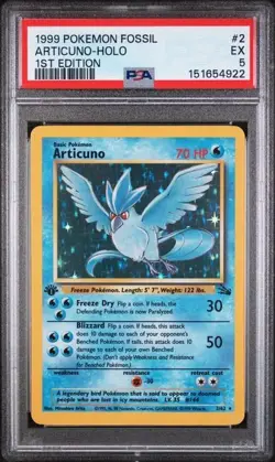1999 POKEMON FOSSIL #2 ARTICUNO-HOLO 1ST EDITION PSA 5 - Image 2
