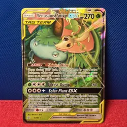 Venusaur & Snivy GX Ultra Rare SM - Cosmic Eclipse 1/236 NM Holofoil - Pokemon - Image 1