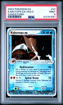 2003 POKEMON EX SANDSTORM #97 KABUTOPS EX-HOLO PSA 9 - Image 1