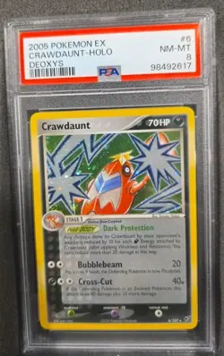 POKEMON CARD CRAWDAUNT HOLO 6 EX DEOXYS #6 GRADED PSA 8 VINTAGE POP 59 - Image 1