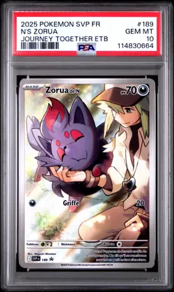 2025 POKEMON FRENCH SVP FR-SV BLACK STAR PROMO #189 N'S ZORUA PSA 10 - Image 1