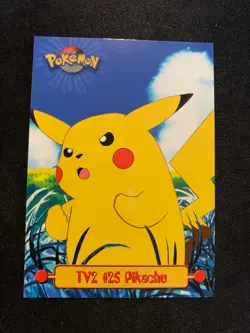 Pokemon TOPPS TV Animation Edition TV2 #25 Pikachu Blue Logo - Please Read - Image 1