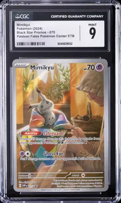 2024 POKEMON BLACK STAR PROMOS - PALDEAN FATES, POKEMON CENTER MIMIKYU CGC 9 - Image 1