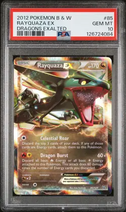 2012 POKEMON BLACK & WHITE DRAGONS EXALTED #85 RAYQUAZA EX PSA 10 - Image 1