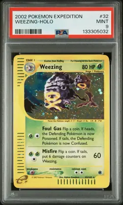 2002 Pokemon Expedition Holo Weezing #32 PSA 9 Mint POP 179 - Image 1