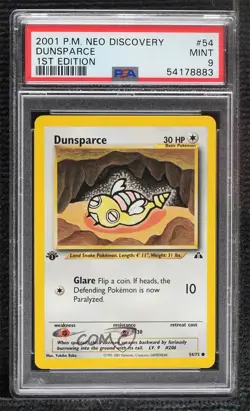 Dunsparce 1st Ed. Pokemon Neo Discovery PSA 9 MINT 2001 - Image 1