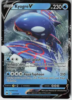 Kyogre V 037/159 V Rare Crown Zenith Near Mint - Image 1