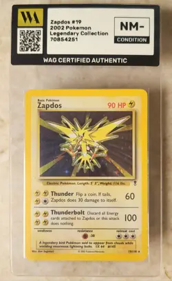 WAG Certified Nm- Zapdos 19/110 Holo Rare Vintage Legendary Collection Pokemon - Image 1