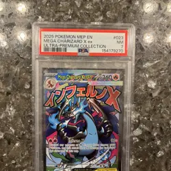 2025 Pokemon MEP EN Mega CharizardX EX Ultra-premium Collection PSA 7 Fresh Slab - Image 2