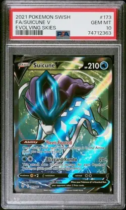 2021 POKEMON SWORD & SHIELD EVOLVING SKIES #173 FULL ART/SUICUNE V PSA 10 - Image 1