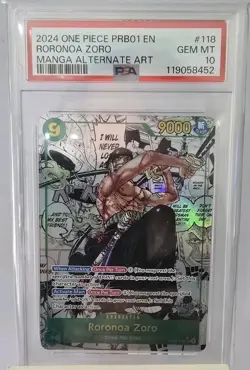 Roronoa Zoro Manga Alt Art PSA10 PRB-01 One Piece English - Image 1