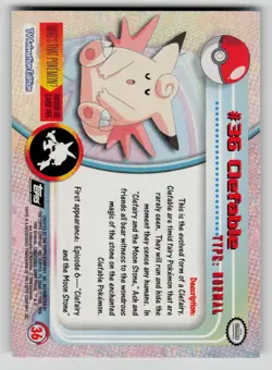 FOIL Clefable #36 Topps Trading Cards Series 1 Pokemon NM - Image 2