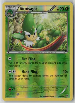 Simisage 6/162 Pokemon BREAKthrough Reverse Holo Lightly Played Card (LP) 1 - Image 1