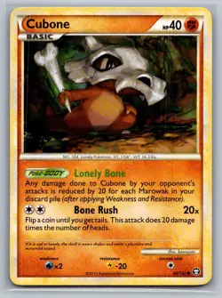 Cubone 60/102 Common HGSS Triumphant Pokemon Moderately Played - Image 1