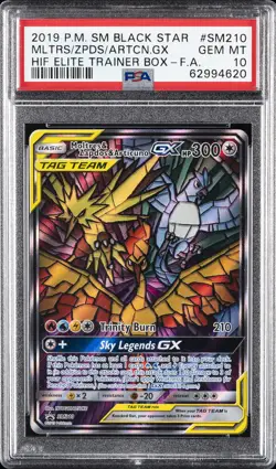 2019 POKEMON SM BLACK STAR PROMO FULL ART/MOLTRES & ZAPDOS & ARTICUNO GX PSA 10 - Image 1